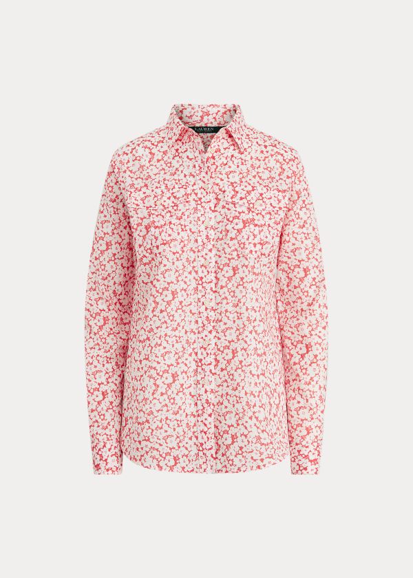 Women's Ralph Lauren Floral Cotton Shirts | 215690EIV